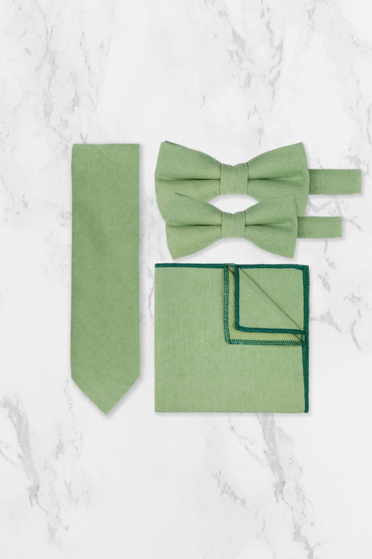 100% Brushed Cotton Suede Bow Tie - Green