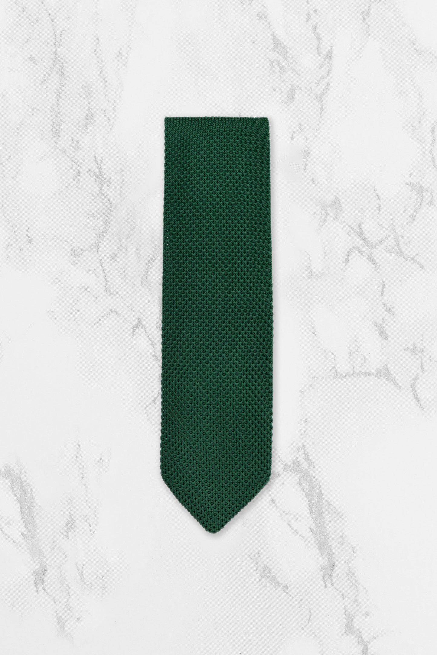 100% Polyester Square End Knitted Tie - Dark Green