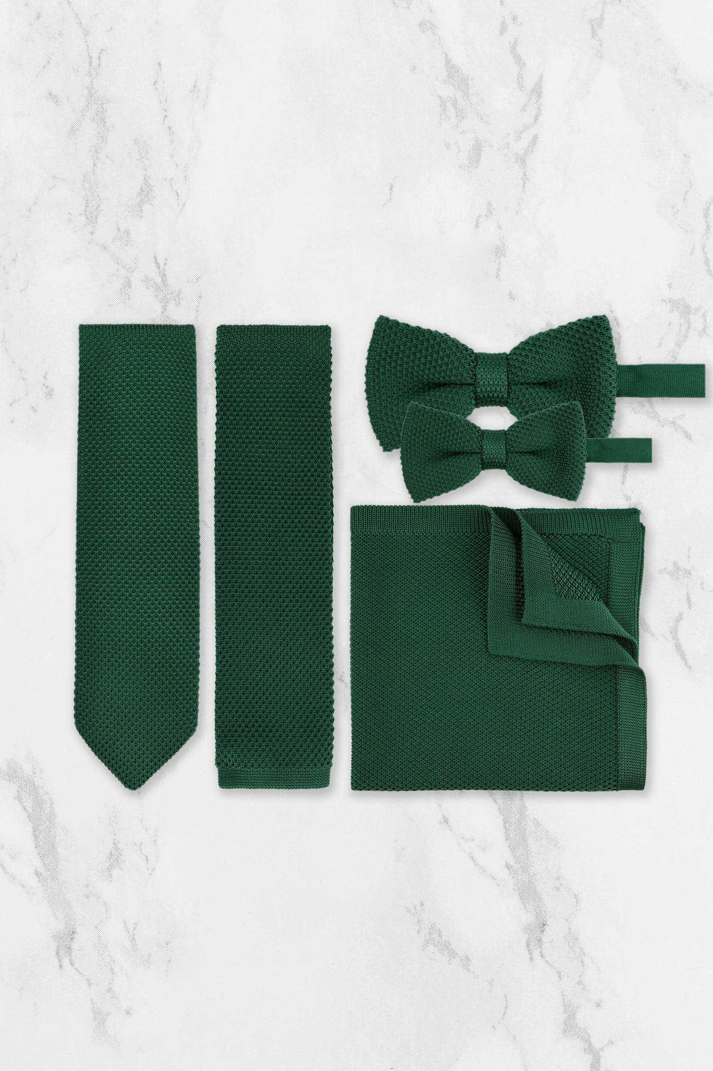 100% Polyester Knitted Pocket Square - Dark Green