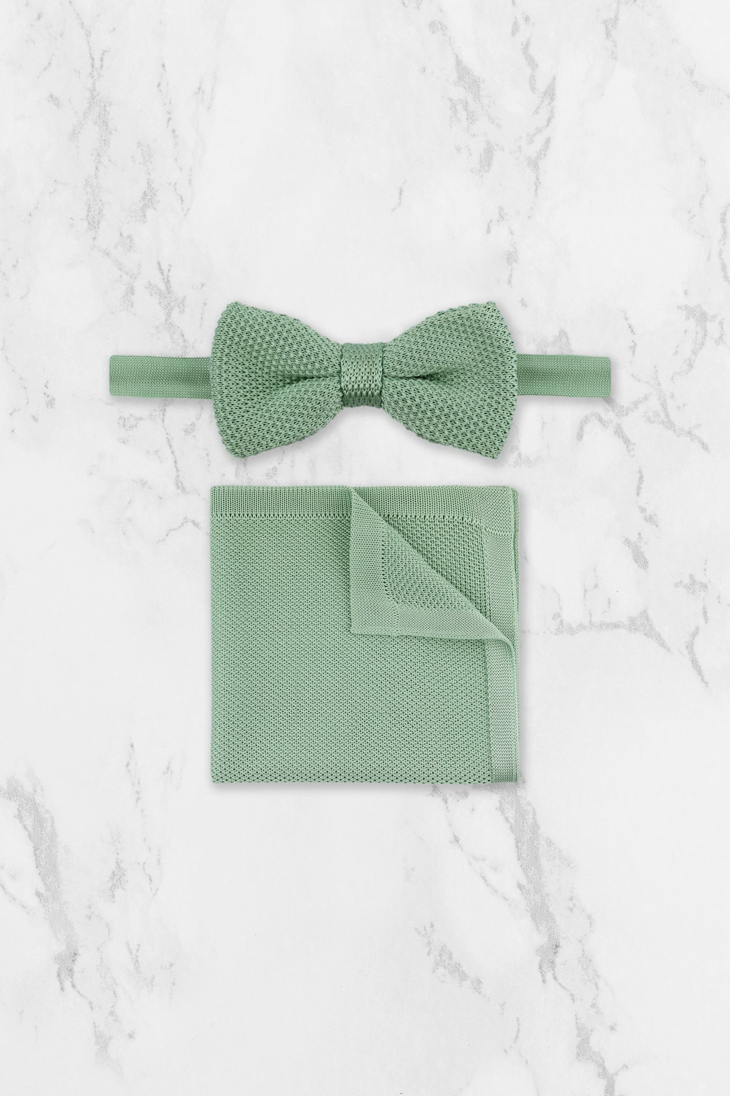 100% Polyester Knitted Pocket Square - Sage Green