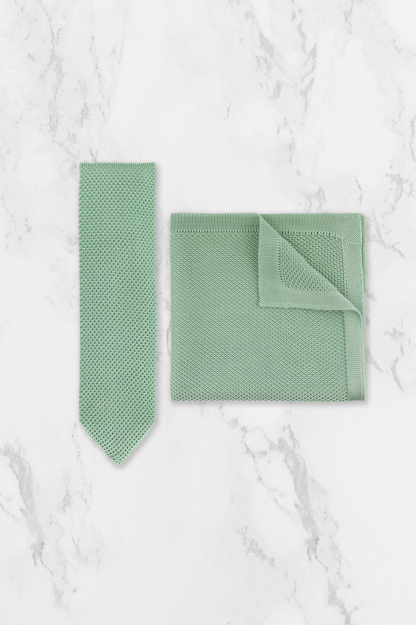 100% Polyester Knitted Pocket Square - Sage Green
