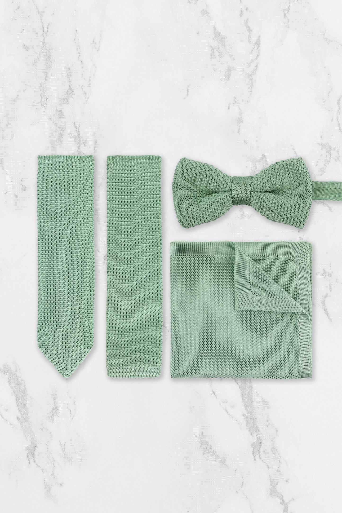 100% Polyester Knitted Bow Tie - Sage Green