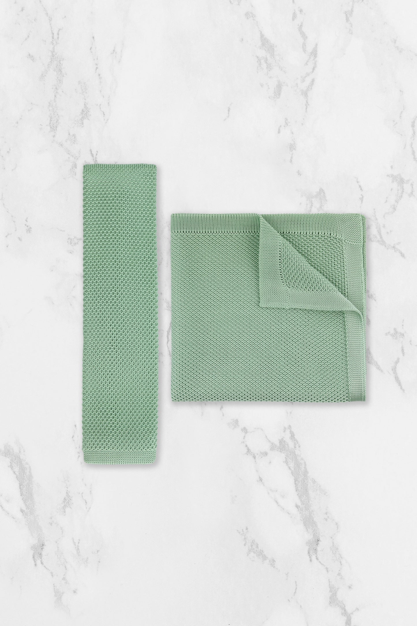 100% Polyester Square End Knitted Tie - Sage Green