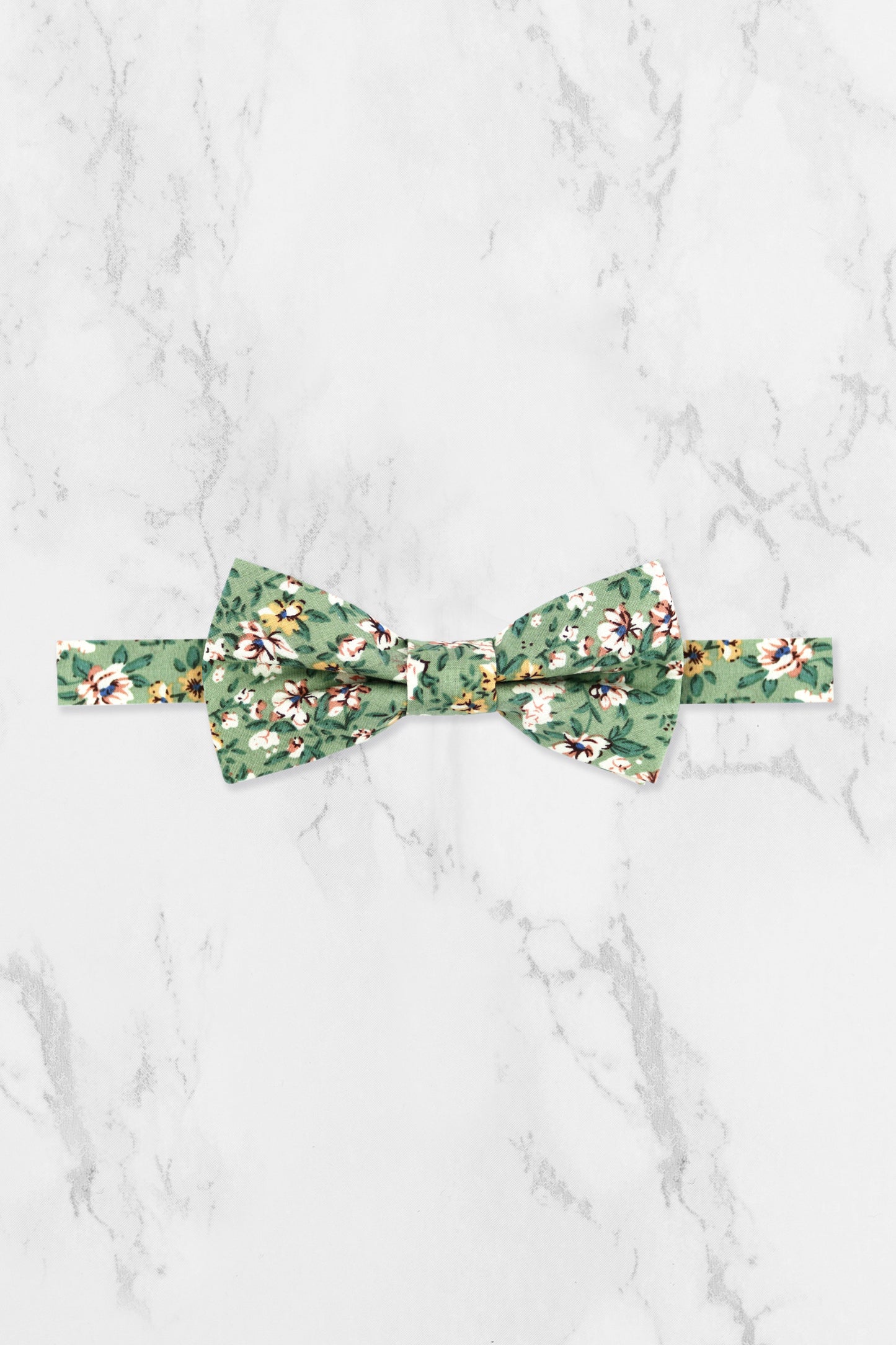 100% Cotton Floral Print Tie - Sage Green