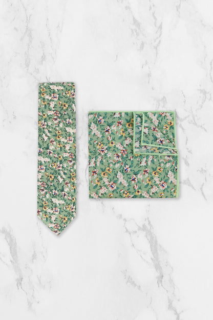 100% Cotton Floral Print Child Bow Tie - Sage Green