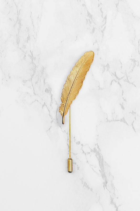 Feather Lapel Pin - Gold