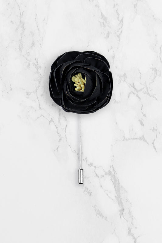 Flower Lapel Pin - Black