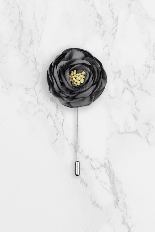 Flower Lapel Pin - Dark Grey