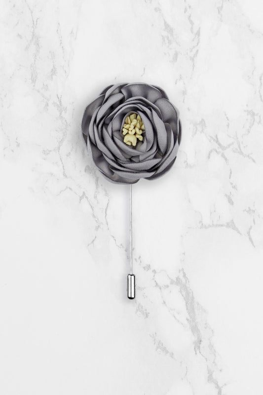 Flower Lapel Pin - Light Grey