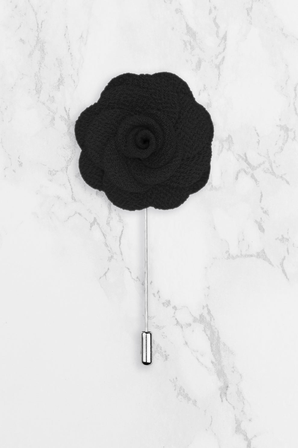 Men's Black Floral Rose Lapel Pin - THE GENTS LAB UK