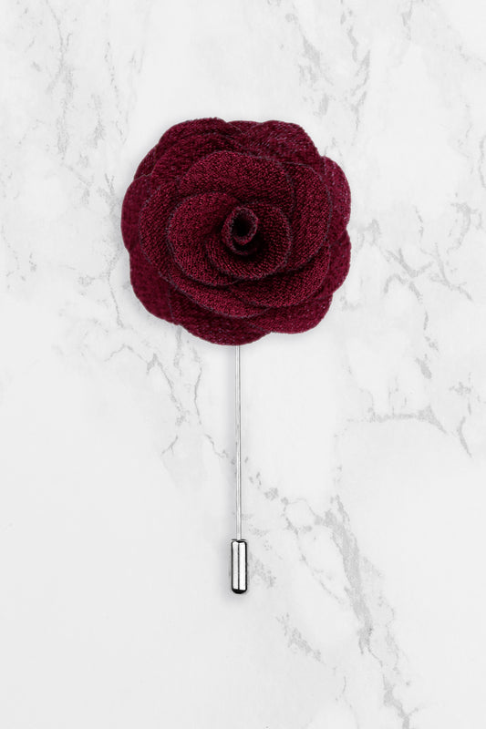 Rose Lapel Pin - Burgundy Red