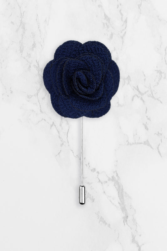 Rose Lapel Pin - Navy Blue