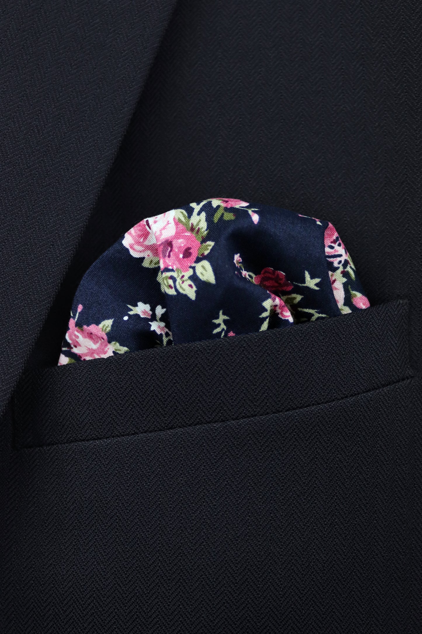 100% Cotton Floral Print Tie - Navy Blue & Pink