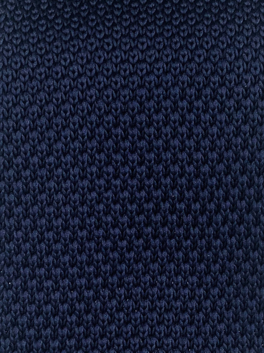 100% Polyester Square End Knitted Tie - Navy Blue
