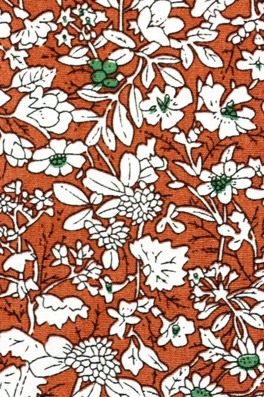 100% Cotton Floral Print Child Bow Tie - Orange & White