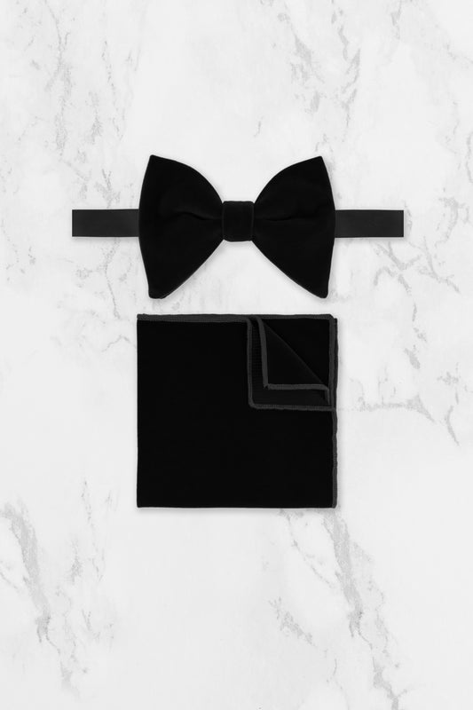 100% Velvet Oversized Bow Tie - Black