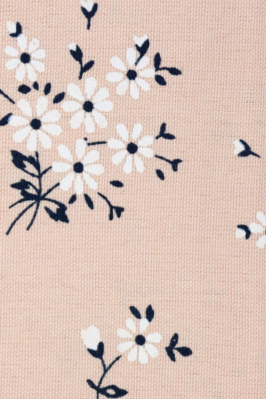 100% Cotton Floral Print Tie - Peach & Navy