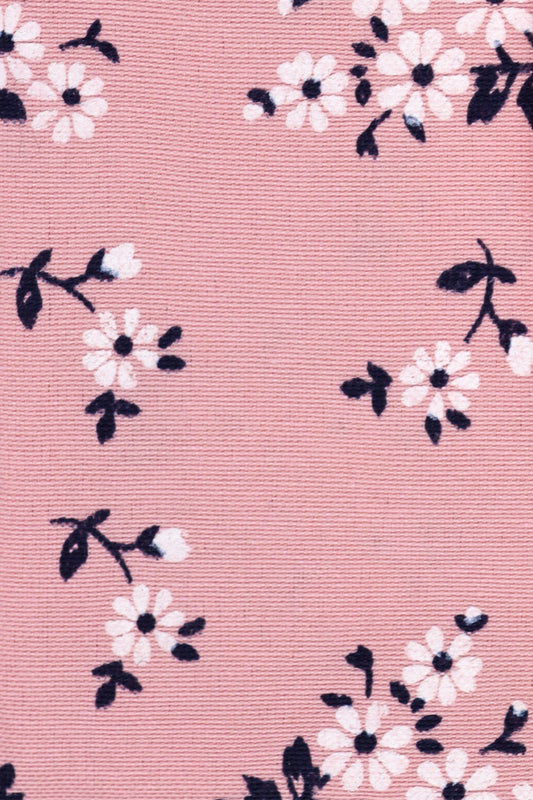 100% Cotton Floral Print Tie - Pink & Navy