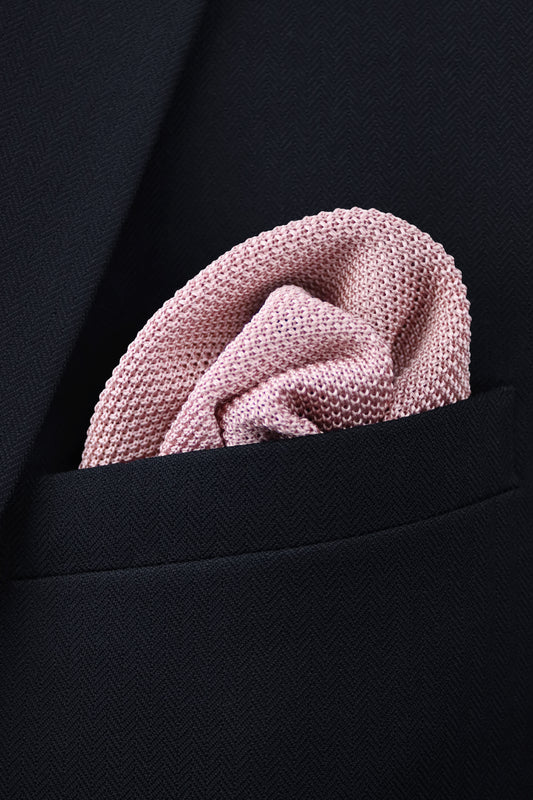 100% Polyester Knitted Pocket Square - Dusty Pink