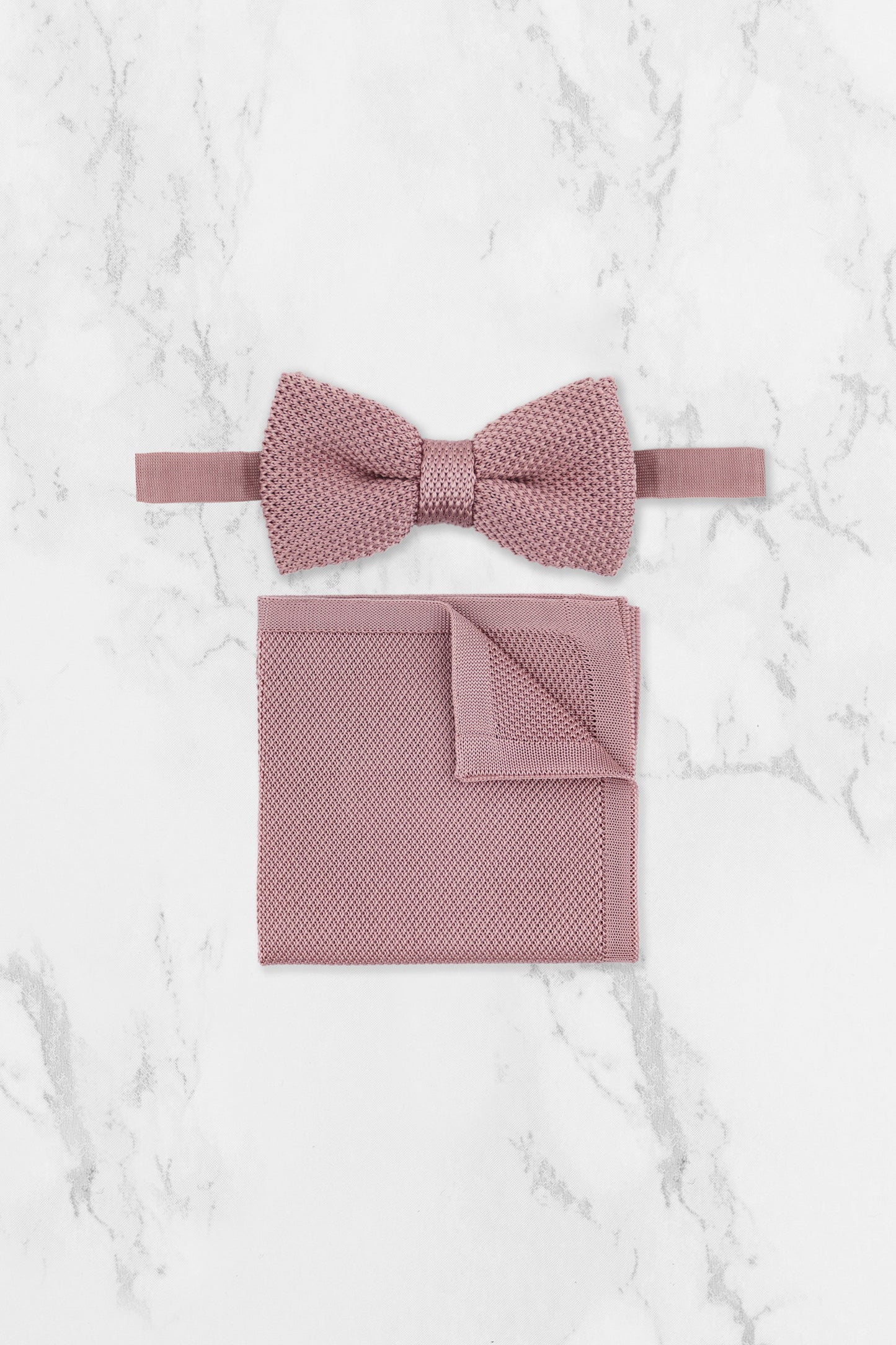 100% Polyester Knitted Bow Tie - Dusty Pink