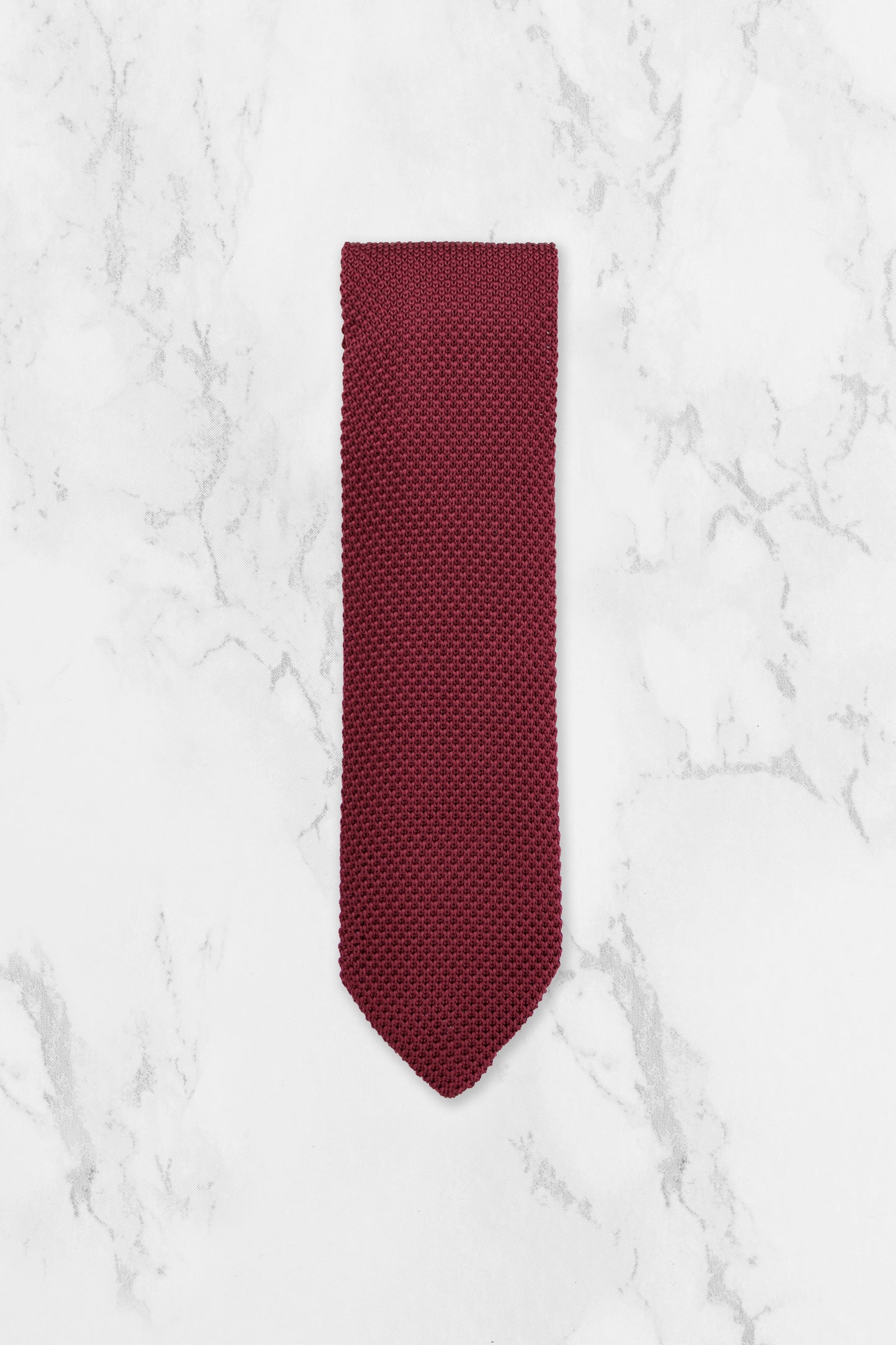 100% Polyester Diamond End Knitted Tie - Burgundy Red