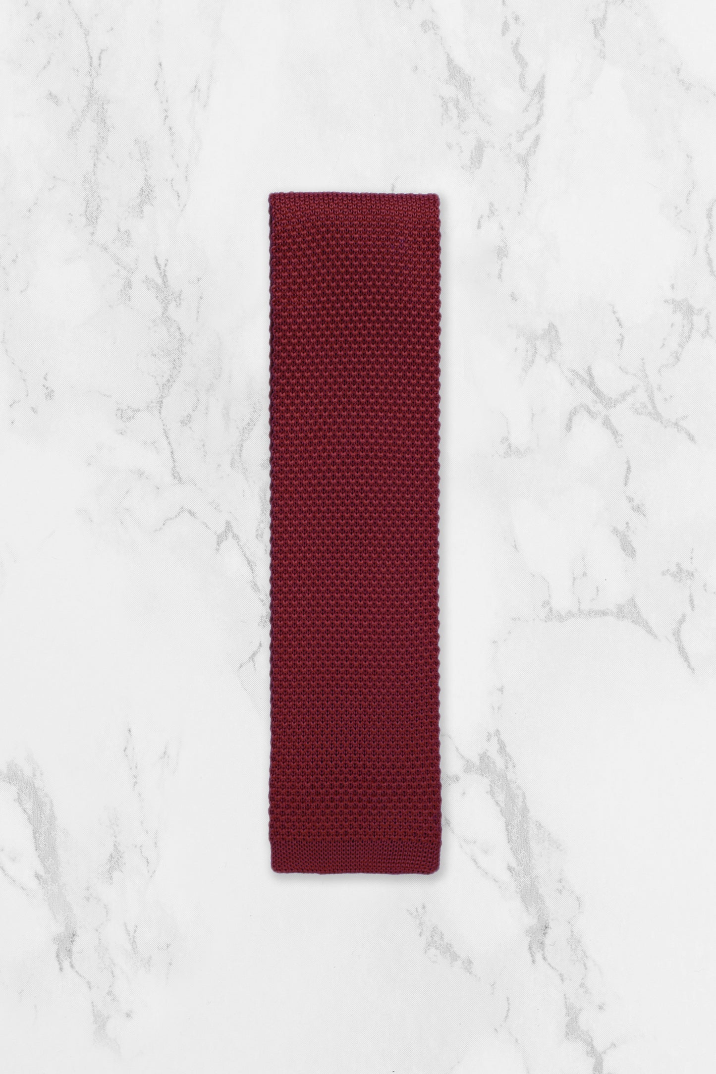 100% Polyester Square End Knitted Tie - Burgundy Red