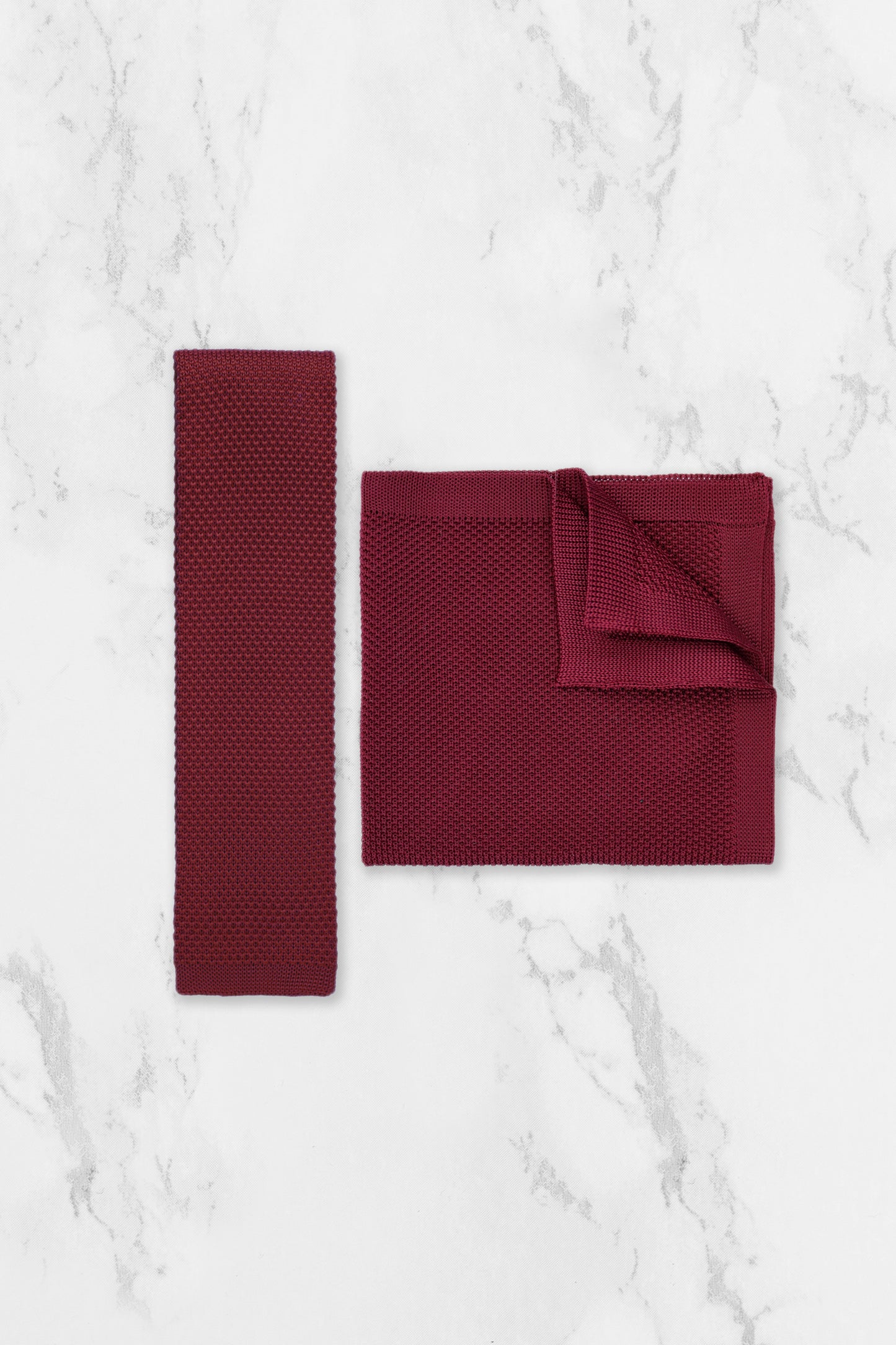 100% Polyester Square End Knitted Tie - Burgundy Red