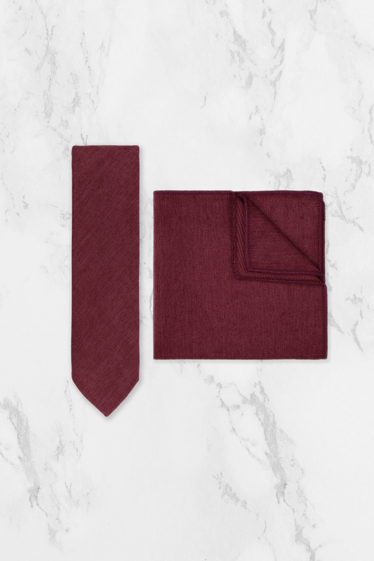 100% Brushed Cotton Suede Tie - Burgundy Red