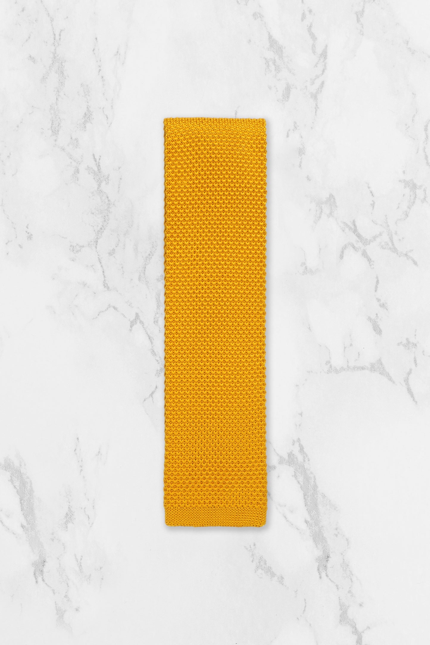 100% Polyester Diamond End Knitted Tie - Mustard Yellow