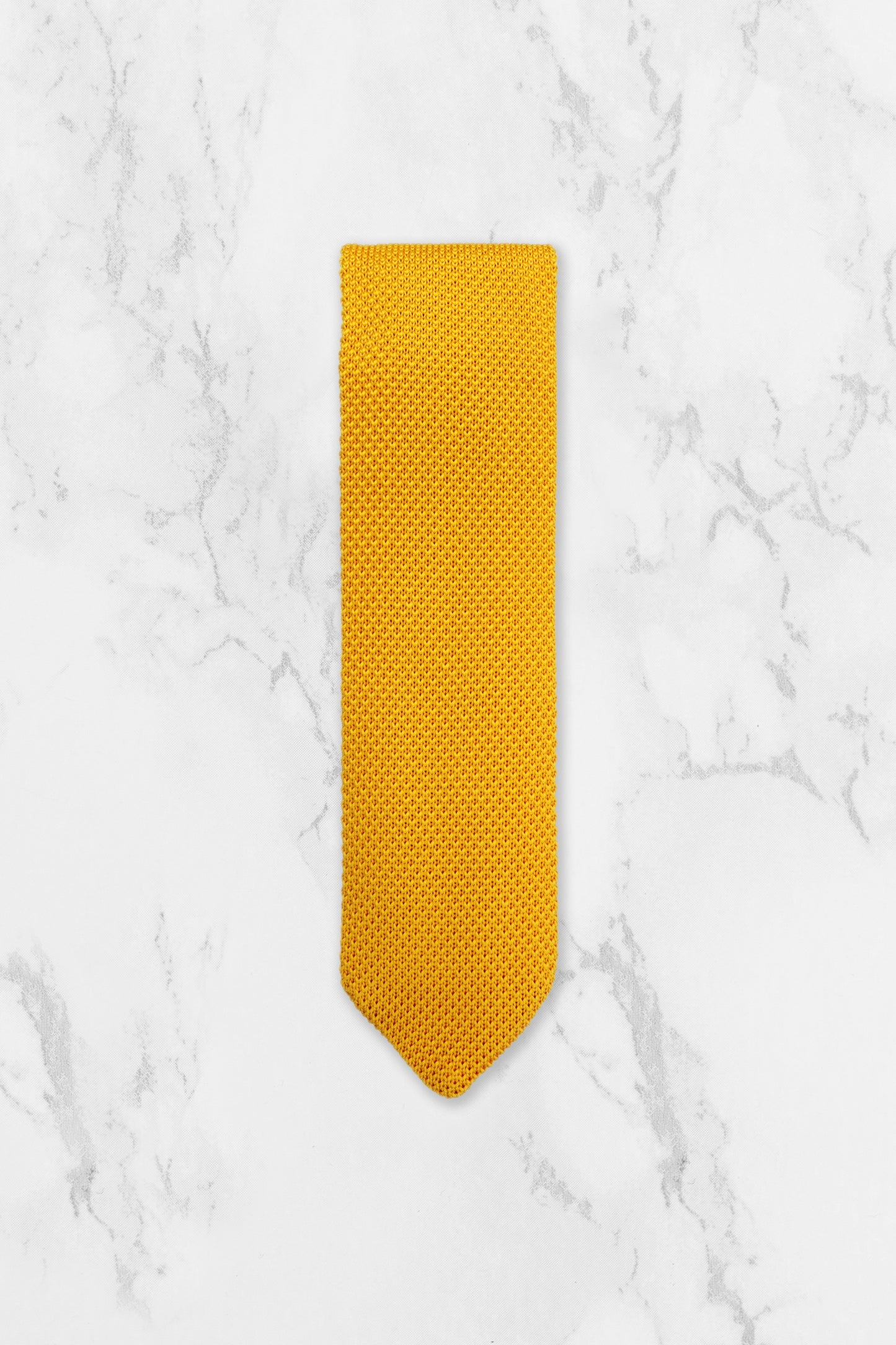 100% Polyester Diamond End Knitted Tie - Mustard Yellow
