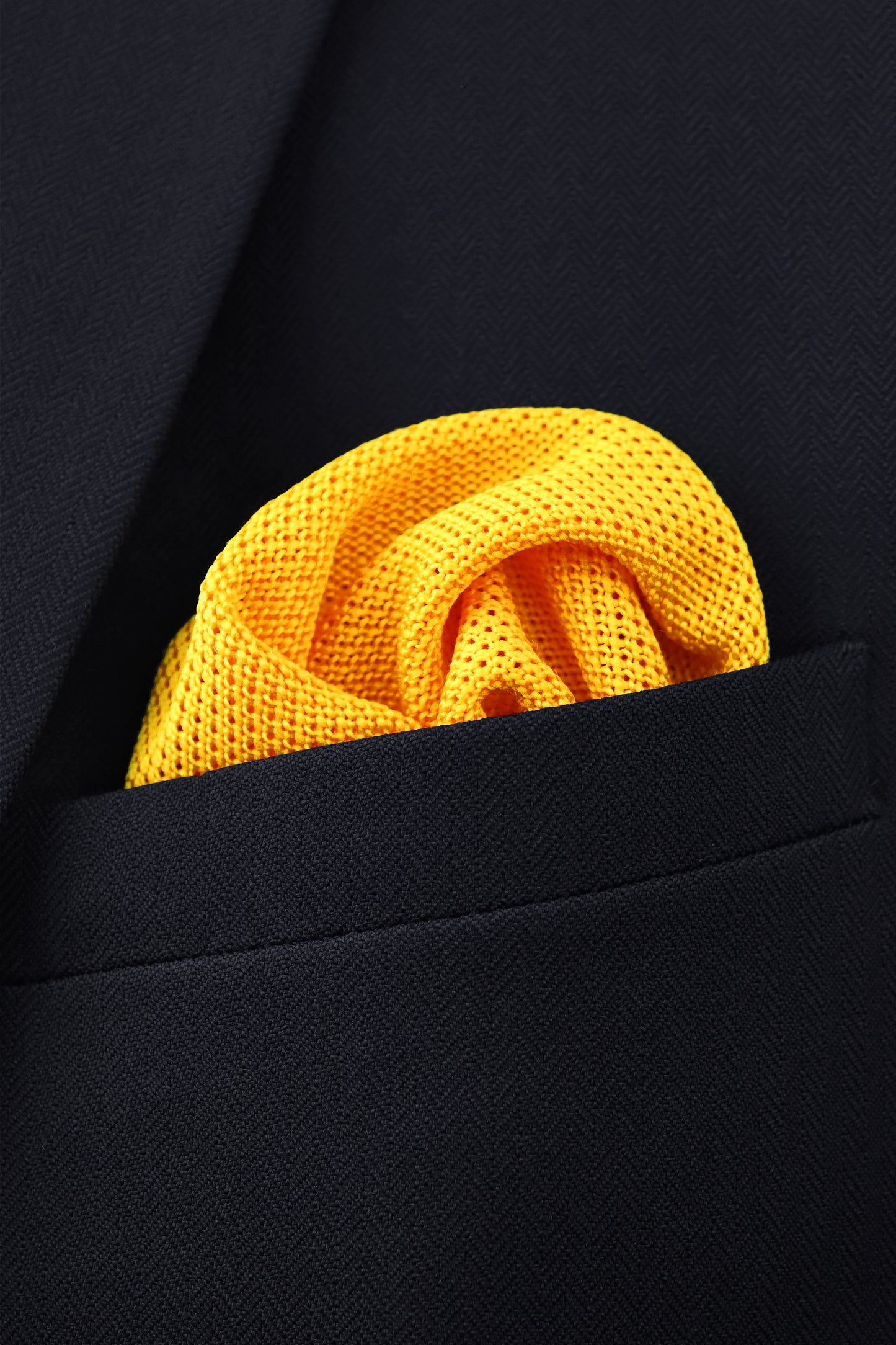 100% Polyester Square End Knitted Tie - Mustard Yellow
