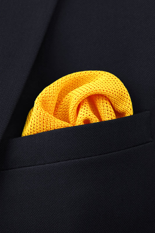 100% Polyester Knitted Pocket Square - Mustard Yellow