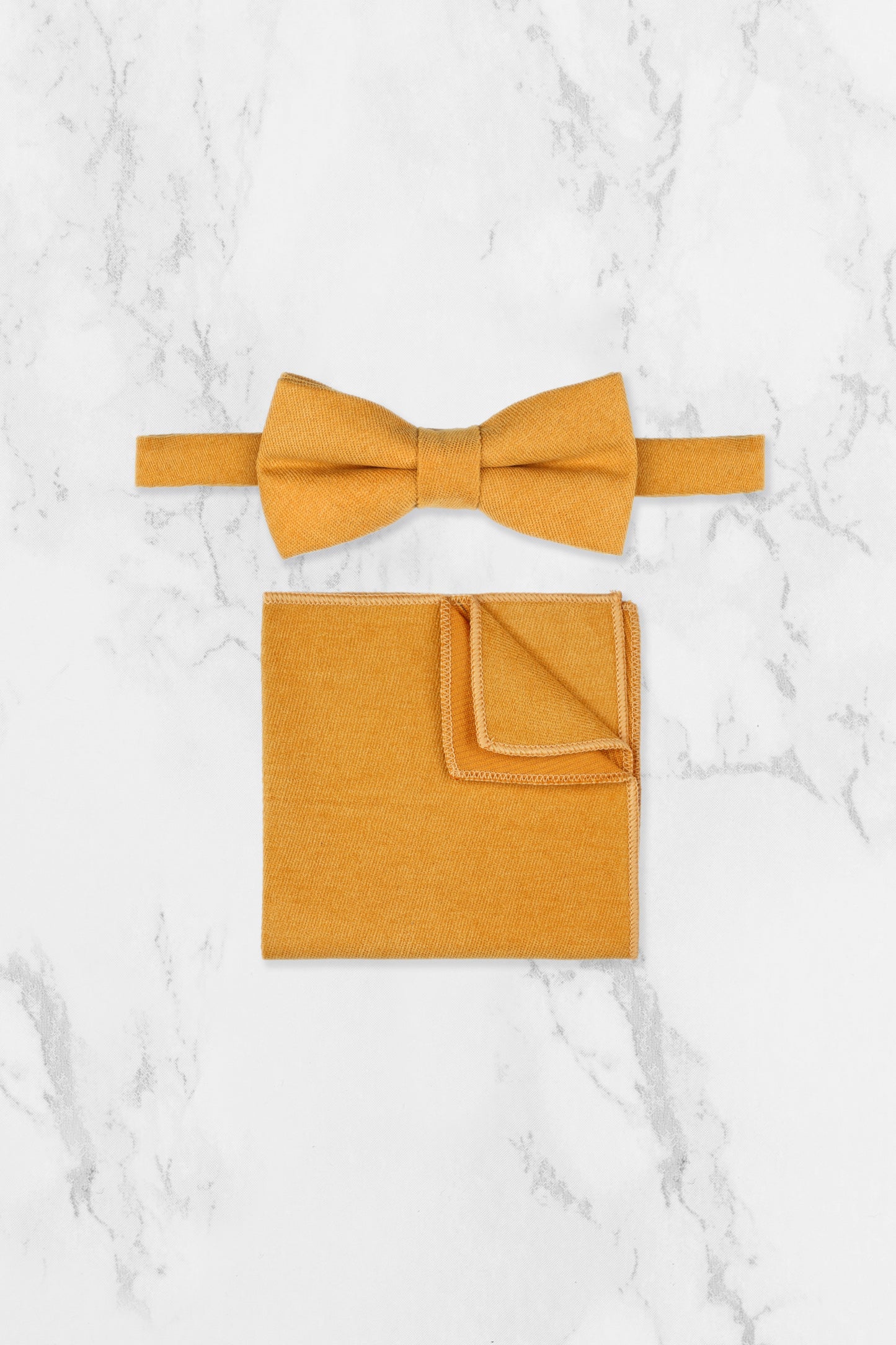 100% Brushed Cotton Suede Pocket Square - Mustard Yellow